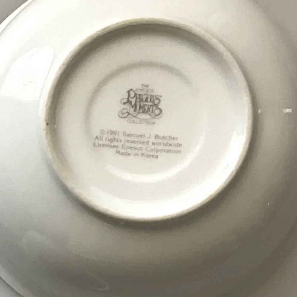 PRECIOUS MOMENTS VINTAGE 90S PORCELAIN CHILDS DINNER SET THREE PIECE